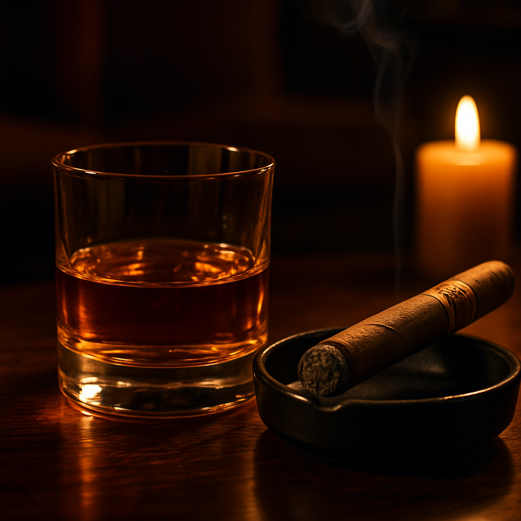 Whiskey and cigar at The Veranda